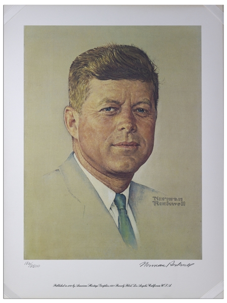 Norman Rockwell Signed Lithograph of John F. Kennedy -- Appeared as the Cover of ''The Saturday Evening Post'' in 1960
